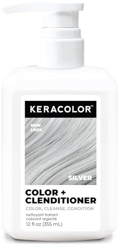 KERACOLOR Clenditioner SILVER Hair Dye - Semi Permanent Hair Color Depositing Conditioner, Cruelty-free, 12 Fl. Oz