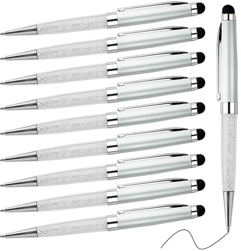 ANCOLOFIS Stylo à bille personnalisé avec pointe stylet, gravé avec vos informations Nom de l'entreprise Nom de l'équipe Parfait pour les hommes d'affaires 10 stylos/boîte