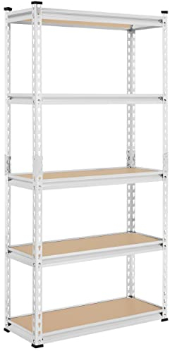 Yaheetech Schwerlastregal, Lagerregal, Kellerregal Metall, 153 x 75 x 30 cm, bis 875 kg belastbar, 5 verstellbare Ablagen, Steckregal, Werkstattregal, Silber