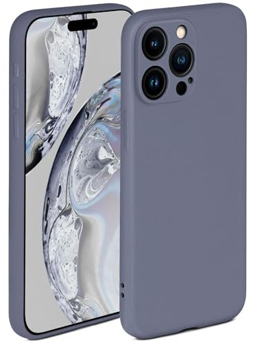 ONEFLOW Soft Case für iPhone 15 Pro Hülle aus Silikon mit Kameraschutz, Silikonhülle mit erhöhtem Schutz fürs Display, Backcover Schutzhülle, weiche Handyhülle, Blau Grau