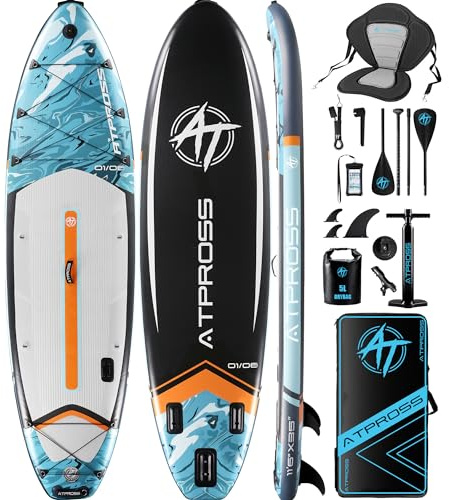ATPROSS 350x89x15cm Inflatable Paddle Board, 200kg Extra Wide Stand Up Paddleboard for Adults with Premium SUP Accessories Kit & Backpack, Blow Up Kayak Non-Slip Stable Deck Boat for Yoga Fishing Surf