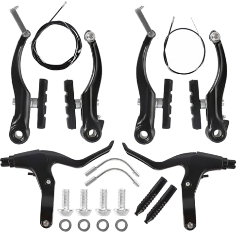 BELIHOME Fahrrad Bremsen Set, Aluminium Fahrrad Bremsen Set Bremsseile und Bremshebel Kit, Mountainbike V Bremsen Set Vordere und Hintere MTB Bremse für Die Meisten Fahrräder Rennräder