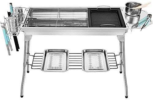 MYVVKIA Parrilla para Barbacoa Parrilla para Barbacoa al Aire Libre Barbacoa Cocina casera Picnic Barbacoa de carbón de Acero Inoxidable Gruesa con Estante para Picnic Plegable s