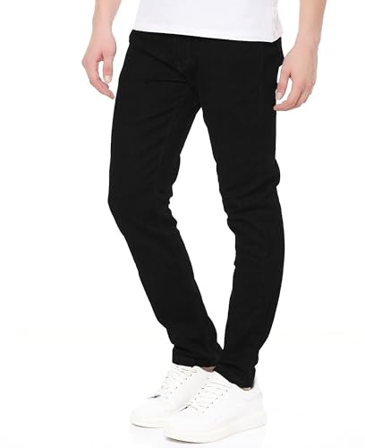 Smith & Solo Jean pour homme - Pantalon stretch slim fit jean moderne pour homme, Noir , 36W / 30L