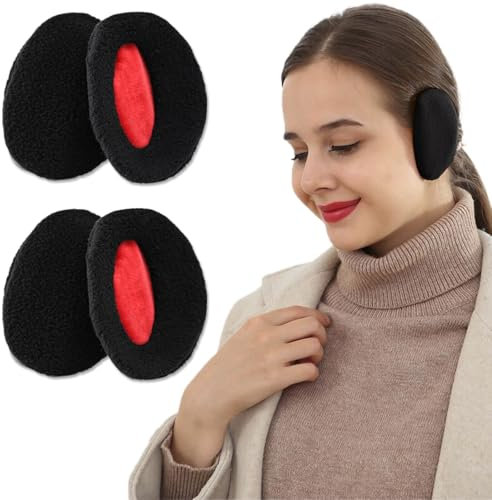 NJCXOLA 2 Paar Ohrenwärmer Damen/Herren,Winter Ohrenwärmer Flaumig Ohrwärmer Gefüttert,Warme Ohrenschützer Schutz vor Wind/Kälte,Umschließen Ohr völlig,Frauen Ohrenschützer Herbst/Winter (M)