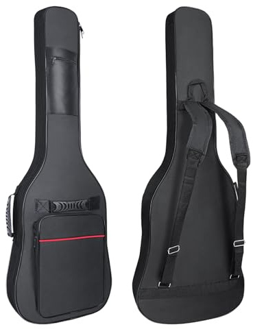 Muscab 39 Inch Electric Guitar Case 7mm Padding Electric Guitar Bag Waterproof Electric Guitar Gig Bag, Guitar Bag Electric Backpack with Neck Strap and Pockets, Black&Red Line
