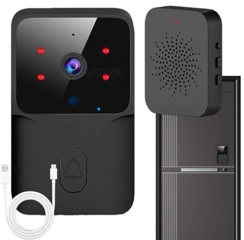 Ring Video Doorbell - Sonnette sans fil avec vidéo de sécurité, sonnette sans fil Wi-Fi, sonnette avec interphone domestique de sécurité intelligent HD | Caméra de sonnette sans fil avec batterie D
