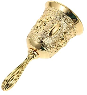 LABRIMP Timbre Manual Retro Dorado Campana Vintage De Estilo Europeo para Restaurante Barra Entrenamiento Mascotas Escuela Multifuncional