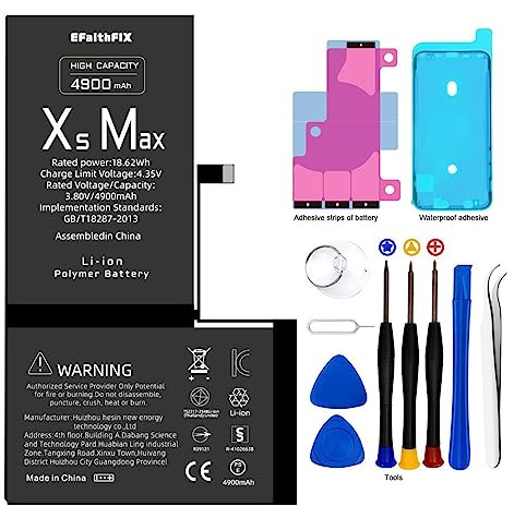 KERID Batterie pour iPhone XS Max 4900mAh Batterie de Remplacement Haute capacité 0 Cycle avec Kits d'outils de réparation Professionnels et adhési (XS MAX-4900mAh)