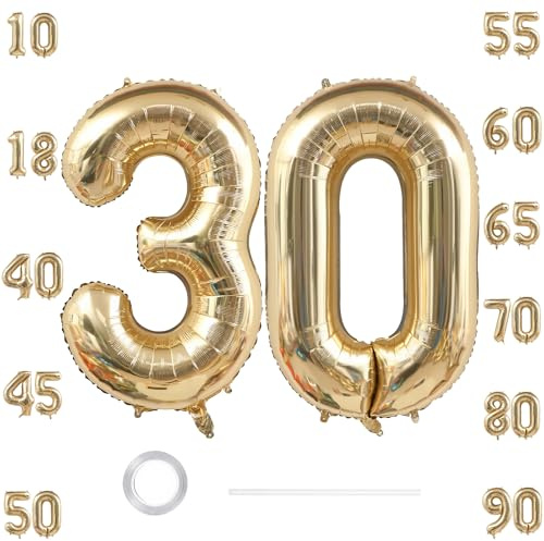 GoldRock XXL Luftballong 30 Födelsedagsdekoration för 30 Födelsedag Kvinnor Män