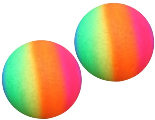 Garneck 2 Pelotas Arcoíris de PVC para Jugar, con Rebote, Ideales para Niños, para Actividades en Interiores, Exteriores, Parques Infantiles Y Piscinas.