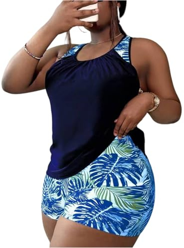 Conjunto Tankini Mujer Estampado Vintage Bañador Mujer Tankinis Slim Fit Cómodos Trajes De Baño Dos Piezas Casual Suave Swimsuits for Women Viaje Aguas Termales