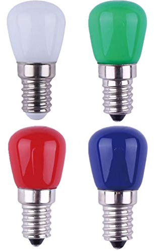 OSALADI 4 Pcs 3W 220V Glass Bulbs Colored Refrigerator Light Small Screw Bulbs Light for Camping Outdoor Patio (White Red Blue Green)