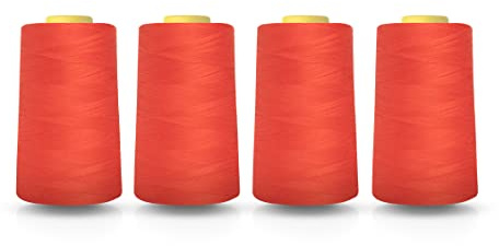 Realm Filo di poliestere per macchina da cucire overlock, 4.5000 m, bianco, nero, naturale, blu navy, rosso, grigio (arancione)