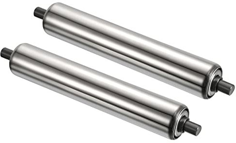 PATIKIL Transporteur Rouleau 1.5 Diamètre 8 Longueur, 2 Paquet Inox Acier Gravité Transmission Rechange Pièce Galvanisé Terminal, Argenté