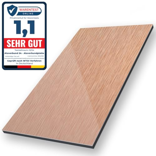 Aluverbund 24 Aluverbundplatte, Aluminium Platte, 3mm dick, Bronze-Gebürstet/006, 20x100cm