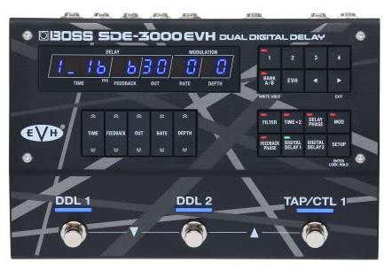 BOSS SDE-3000EVH specialutgåva Eddie Van Halen Dual Digital Delay Pedal | 8 autentiska EVH presets | 2 inbyggda SDE-3000 delaypedaler | återskapar Eddies wet/dry/wet rig