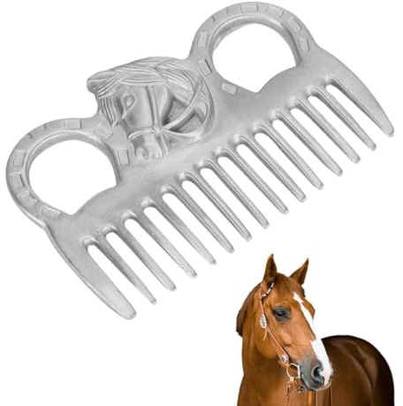 Metal Horse Comb, 4inch Stainless Metal Pulling Combs Horse Mane Comb Horse Tail Comb Mini Pocket Combs Horse Grooming Comb Livestock Comb for Cleaning Hair Removing Loose Undercoat Knots, Silver