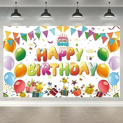 Alles Gute zum Geburtstag Dekorationen Hintergrund, Geburtstagshintergrund Zeichen, buntes Happy Birthday Banner, Geburtstagsfeier liefert Fotohintergrund für Mädchen Jungen Kinder Frauen Männer