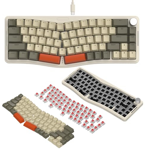 ATTACK SHARK AKS068 Alice Layout Wired Mechanical Keyboard with Knob, Ergonomic Gasket 60% Gaming Keyboard USB-C, VIA-Programmable, Hot-Swappable Linear Switch, NKRO, RGB Backlit, PBT Keycap, PC/MAC