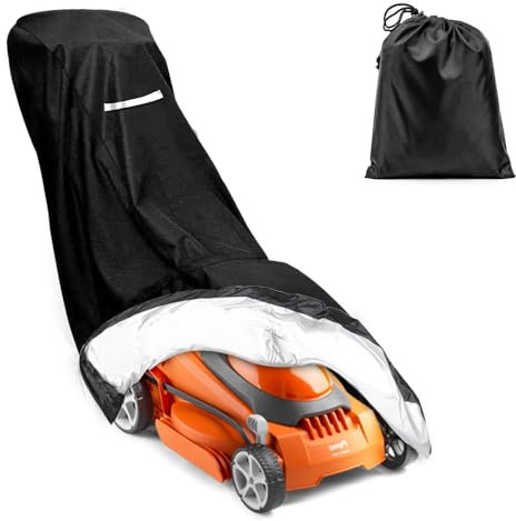 Palwin Housse Tondeuse，210D Oxford Housse De Tondeuse à Gazon，PoussièRe & ImperméAble & Anti-Uv，Housse Protection Tondeuse ExtéRieur Avec Cordon De Serrage Et Sac De Rangement (191 X 110 X 67cm)-Noir