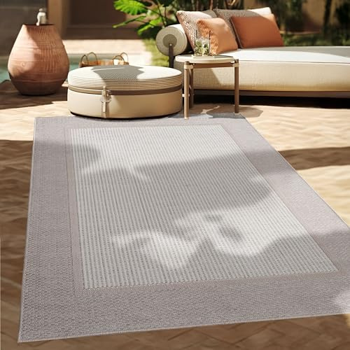Paco Home Alfombra Exterior Interior Balcón Terraza Cocina Motivo Boho Étnico Moderno, tamaño:60x100 cm, Color:Beige 7