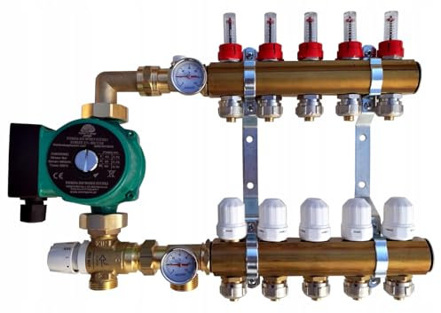 Heating-Install Festwertregelset Fußbodenheizung Heizkreisverteiler 3 Kreise Mischgruppe Temperaturregeleinheit Heizungsverteiler OMIS Umwälzpumpe Mischventil