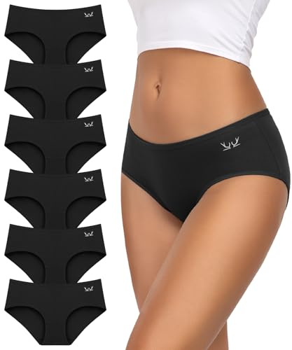 TANSTC Mutande Culotte Donna Cotone, Slip Donna in Cotone - Confezione da 6 Slip Hipster, Vita Bassa Ed Elasticizzati, Traspiranti (IT, Testo, XL, Regular, Regular, Schwarz×6)