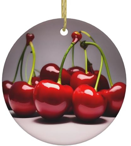 Ornements à suspendre en céramique pour sapin de Noël, cerises chiliennes, décorations de fête à la maison, 7,3 cm de diamètre