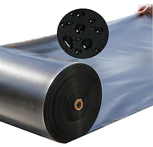 Lámina para estanque de polietileno de alta densidad segura para peces y plantas, resistente a los rayos UV y a la intemperie, lámina negra para estanque con 0,2 mm de grosor (10 x 9 m)