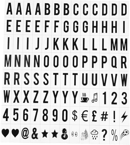 Lot de 104 lettres et chiffres de rechange pour boîte aux lettres lumineuse A4, tableau de message, panneaux de présentation, 65,4 x 35 mm (boîte lumineuse LED non incluse)
