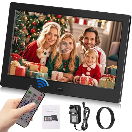 TEKXDD Digital Photo Frame 10.1 inch with Remote Control, Digital Picture Frame 1280x800 Full IPS Display with Music/Video Player/Calendar/Alarm,Digital Frame Support USB Drive SD MMC Card