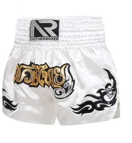 Yhenlovtt Pantalones cortos de entrenamiento para artes marciales mixtas, Muay Thai, con cintura elástica, para hombres y mujeres, combate, deportes, entrenamiento de fitness (blanco-XL)
