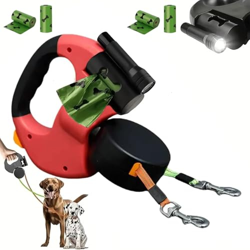 Laisse Double pour 2 Chiens, Laisse Double, Laisse Rétractable De 4 M Pet, À 360° en Enchevêtrement Câble De Sécurité Réfléchissant pour Promenades Nocturnes, Jogging Et Camping avec (Bleu)