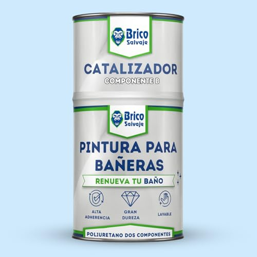 BRICOSALVAJE Pintura para Bañeras Acabado Mate | Poliuretano 2 Componentes 600+150 | Renueva tu Bañera sin Obras | Fácil Aplicación con Rodillo o Brocha en Baños Interiores (Azul Claro Agatha)