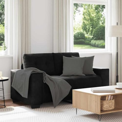 Runheo Tvåsitsig soffa svart 120 cm sammet, modern vardagsrum soffa, bekväm relaxsoffa med träram, möbler för små rum
