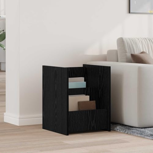 Ziaphsol Étagère à revues aspect chêne noir en bois - 35 x 35 x 45 cm - 3 compartiments pour magazines et magazines - Support autonome pour salon et bureau