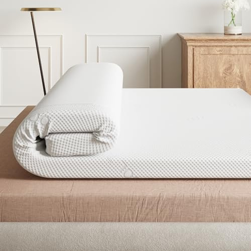 Visco Therapy Memory Foam, Firm Comfort, 3Inch (7.5cm) Mattress Topper with Free Luxury Cover (EU Double (140x200cm))