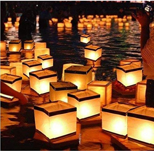 Diagtree 20 Pack Square Chinese Lanterns Wishing, Praying, Floating, River Paper Candle Light, Floating Lanterns for Lake or River, Floating Water Lanterns, Lanterns Floating 5.9*5.9*5.9