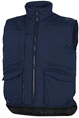 GILET DA LAVORO INVERNALE 9 TASCHE ZIP ANTIFREDDO ELASTICO SUI LATI PROTEGGI RENI DELTAPLUS SIERRA2 - L, Blu
