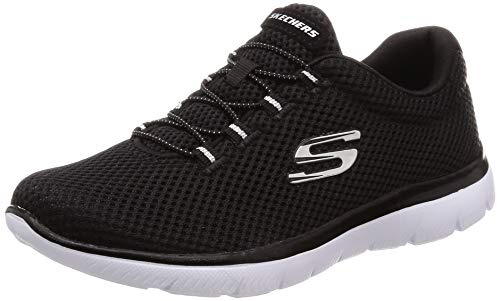 Skechers Summits Lite, Zapatillas Mujer, Black Mesh White Trim, 39.5 EU