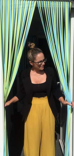 HP UK LTD Robuster Insektenschutzvorhang, Streifenvorhang – Mintfrische – 80 cm, komplett mit selbstklebenden Befestigungshaken für PVC-Türrahmen.