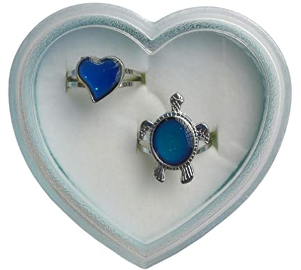 Childrens Mood Jewelry Turtle & Heart Adjustable Mood Rings Color Changing Child Ring for Kids Boys Girls