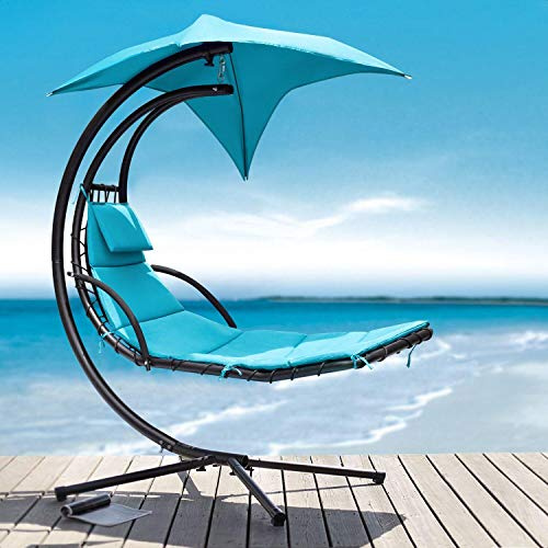 Bleckley Patio Hanging Chaise Lounger with Stand, Overall: 79'' H x 43'' W x 73.5'' D, Weight Capacity: 265 lb.