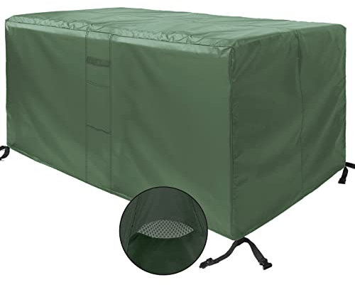 Sitzgruppe Abdeckhaube 210x140x80cm, Outdoor Möbel Abdeckung Schwerlast 420D Oxford Gewebe Staubdicht Tischhaube Garten für Gartenmöbel Balkonmöbel, Grün