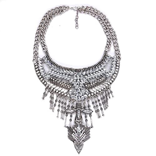 CCBFY - Collar largo para mujer, color plateado, Zirconia cúbica, Circonia cúbica