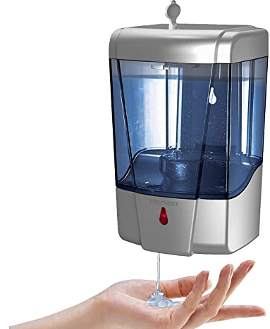 interhasa! Hand Sanitizer Dispenser Wall Mounted Automatic Commercial Liquid Soap Dispenser Liquid/Gel Touchless Hand Soap Sanitizer Dispenser for Kitchen Bathroom 600ml/20oz (Silver)