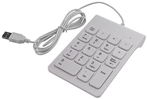 Pmandgk Teclado numérico cable USB Teclado numérico 18 teclas Teclado digital para contabilidad Cajero portátil Windows Android Tablets PC (blanco)