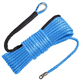 RIOOP, Corda sintetica per verricello, resistente da 3/16 pollici x 15,2 m, cavo da 3.8 t con guaina protettiva per ATV UTV, camion, Jeep (Blu)