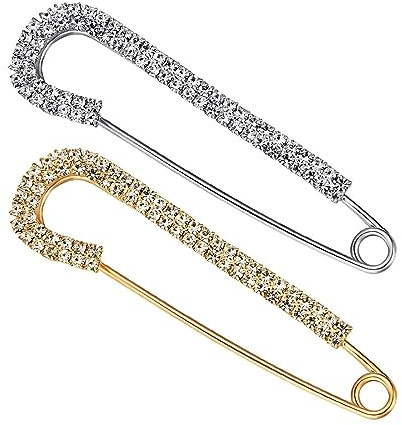 2 Pieza Juego De Broche De Seguridad Para Mujer Broche De Cristal Y Perla Para Suéter Chal Joyería Elegante Y Bonita (2 Estilos)